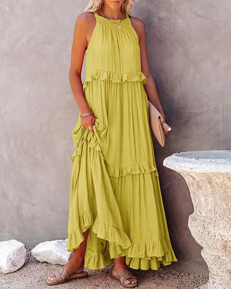 Summer Sleeveless Maxi Dress With Irregular Hem For Holiday