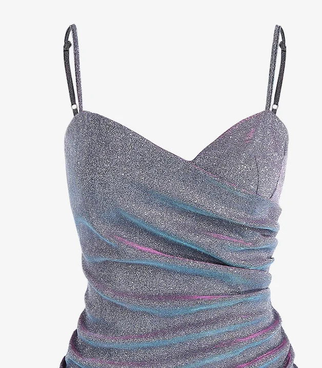 Dazzling Pleated Cross Strap Dress For Women Elegant