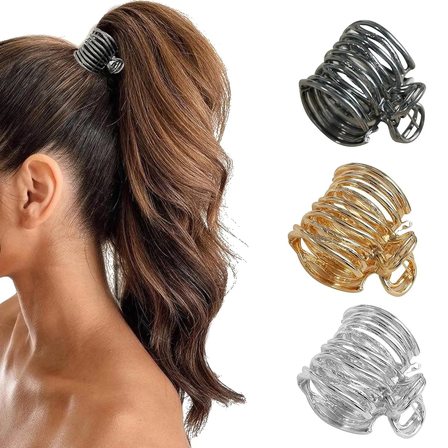 Gold Color Hollow Geometric Hair Clips for Women Stylish Metal Hair Claw and Headband Hairpin Accessories