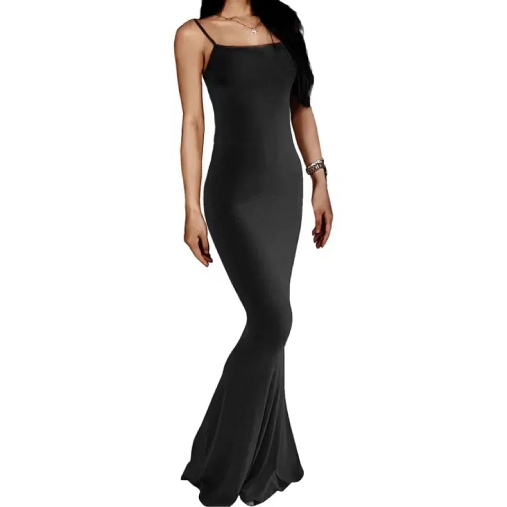 Backless Bodycon Maxi Dress With Spaghetti Straps Elegant