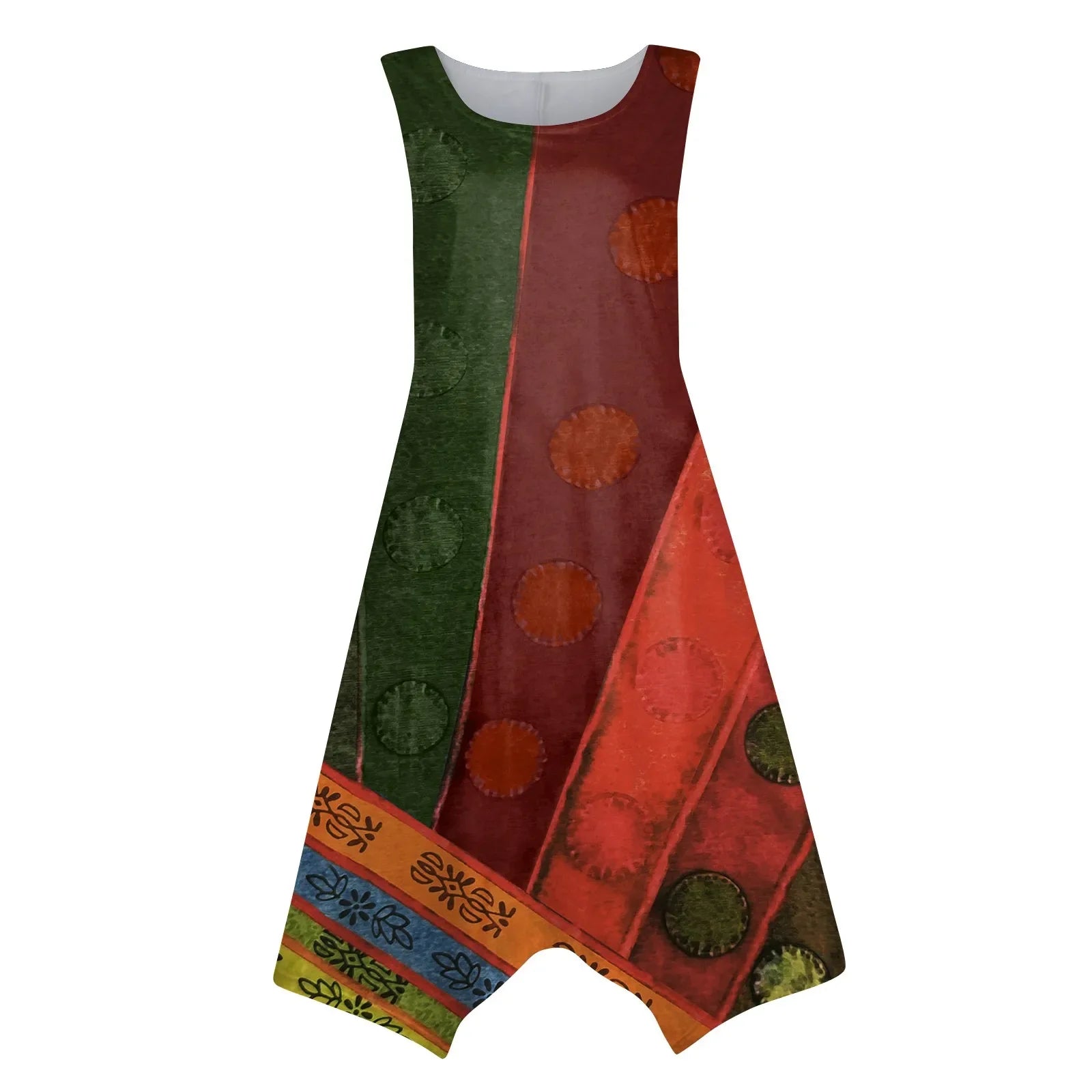 Y2K Style Sleeveless Midi Dress With Irregular Hem Design