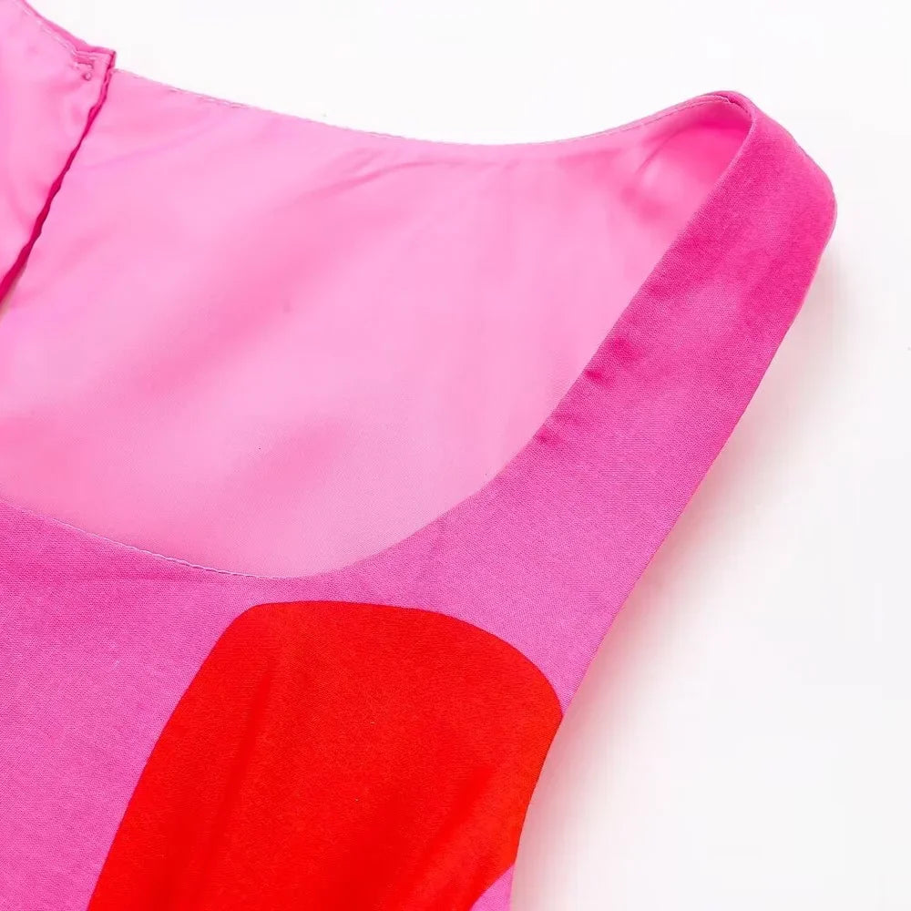 Women's Sleeveless Wrap Dress Printed Slim Fit Casual