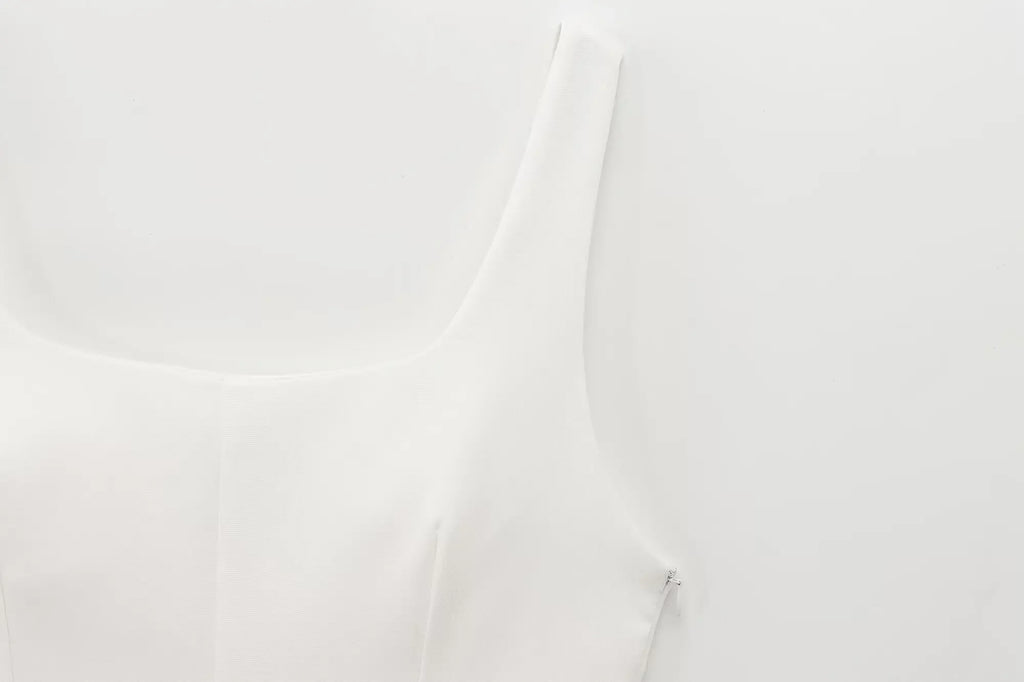 Sleeveless Pleated Mini Dress With Square Collar Chic