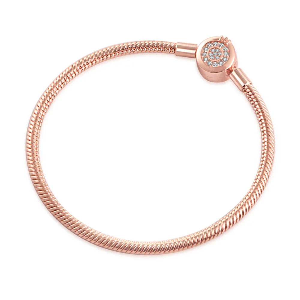 Heart-Shaped Buckle Crown Moon Stars Bracelet with Bead Pendant for DIY Women Jewelry