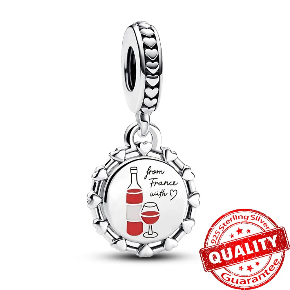 925 Sterling Silver Coral Seahorse and Lotus Fish Pendant for DIY Bracelet and Necklace Crafting