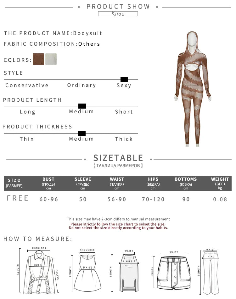 Sexy Mesh Patchwork Sheer Full Sleeve Hoodie Jumpsuit for Women Hipster Body-Shaping Streetwear Overalls