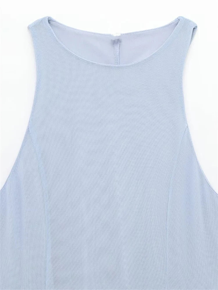 Halter Neck Sleeveless Bodycon Maxi Dress With Side Slit