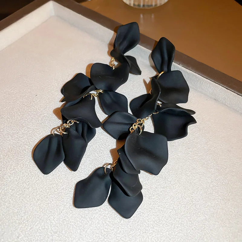 Stylish Multicolored Flower Earrings for Women Delicate Petal Tassel Stud Earrings Perfect for Everyday and Party Accessories