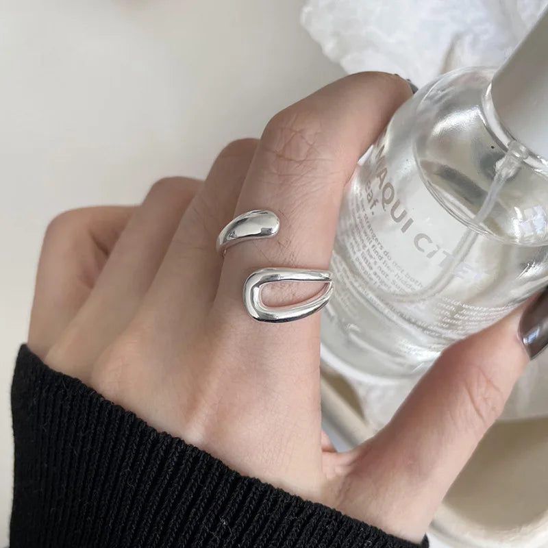 925 Sterling Silver Cross Hollow Chain Geometric Finger Ring Creative Party Jewelry Gift