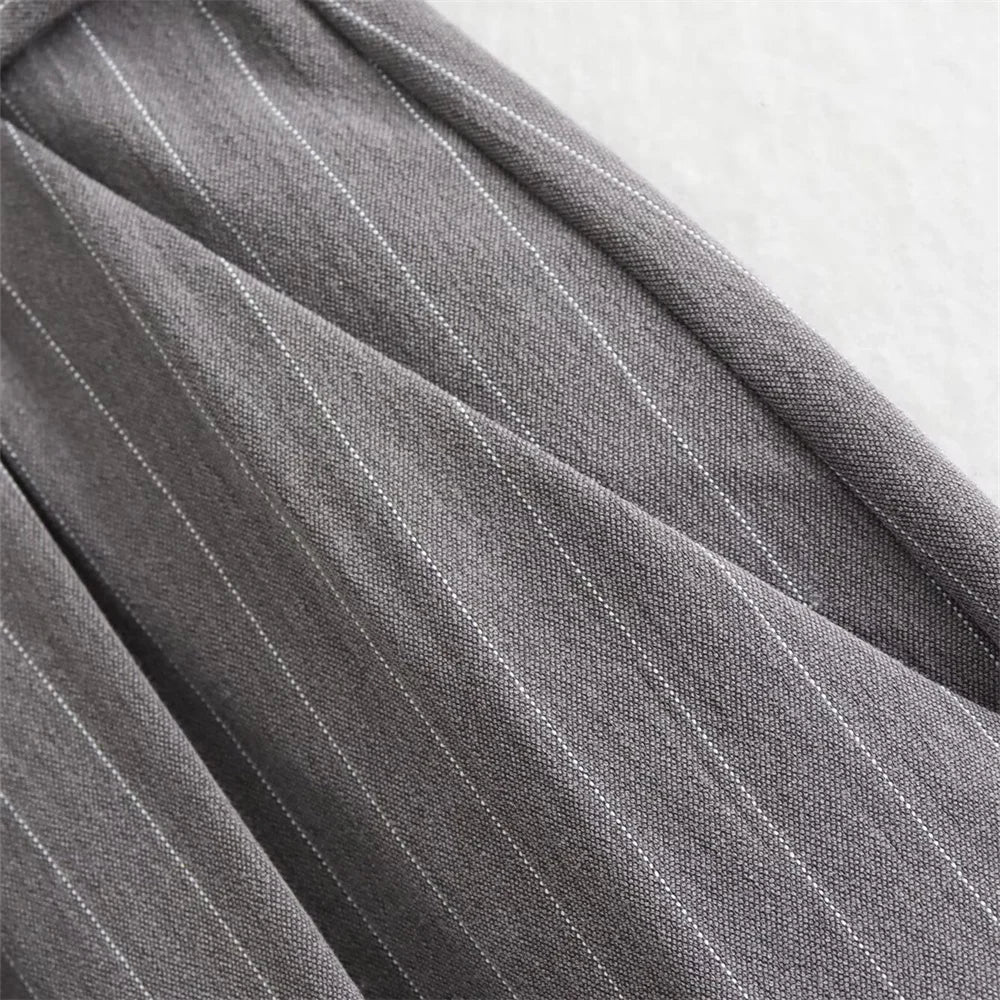 Striped Suit Set For Women With Jacket And Wide Leg Pants