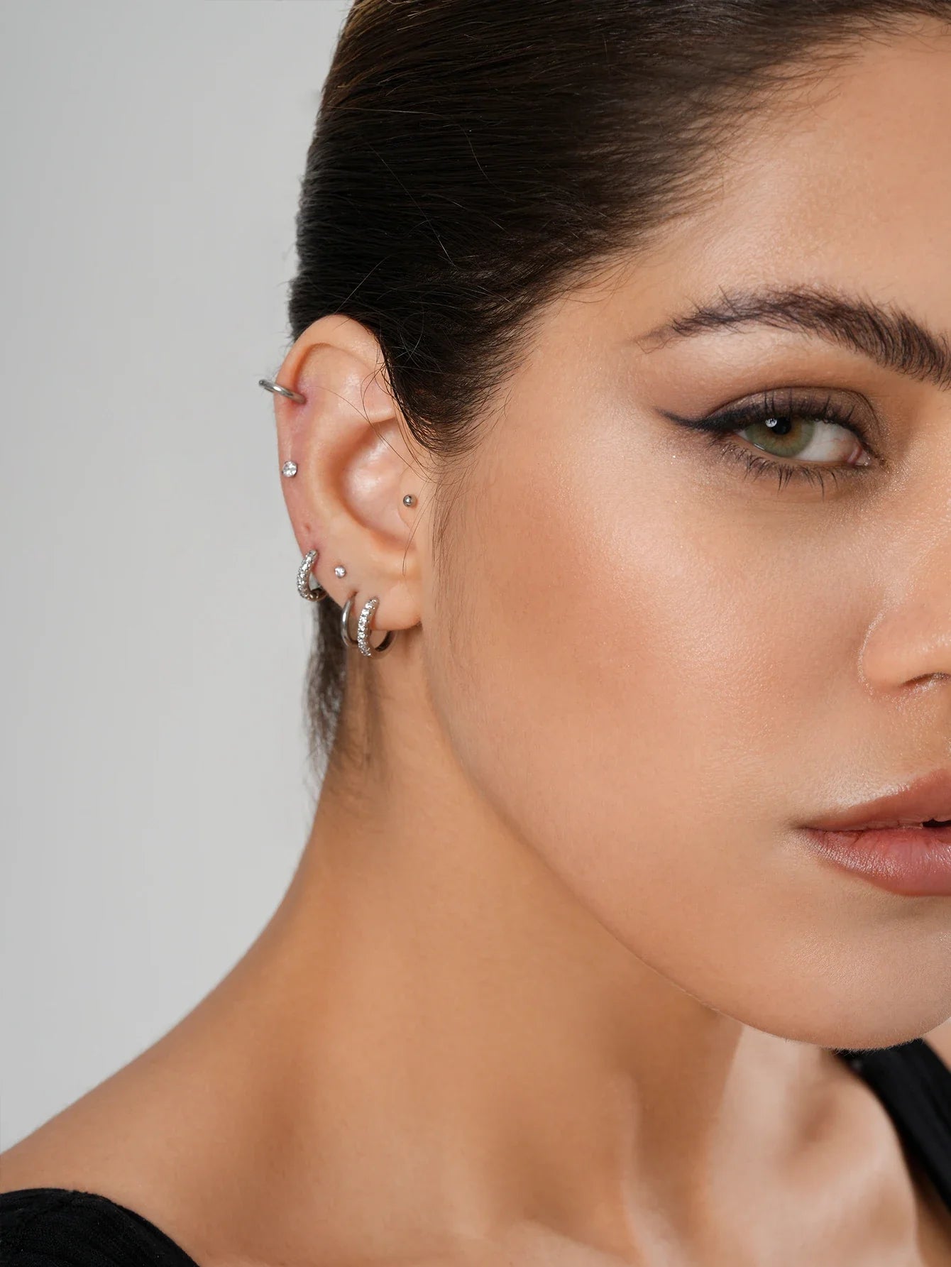 10 Pairs Small Gold Hoop Earrings for Women, 18K Gold Plated Tiny Stainless Steel Studs for Multiple Piercings