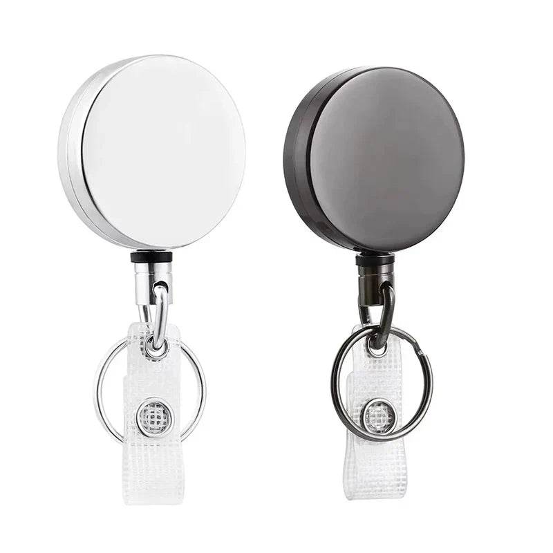 Heavy Duty Retractable Metal Wire Keychain Pull Badge Reel ID Lanyard Name Tag Card Badge Holder Reel Key Ring Outdoor Tool