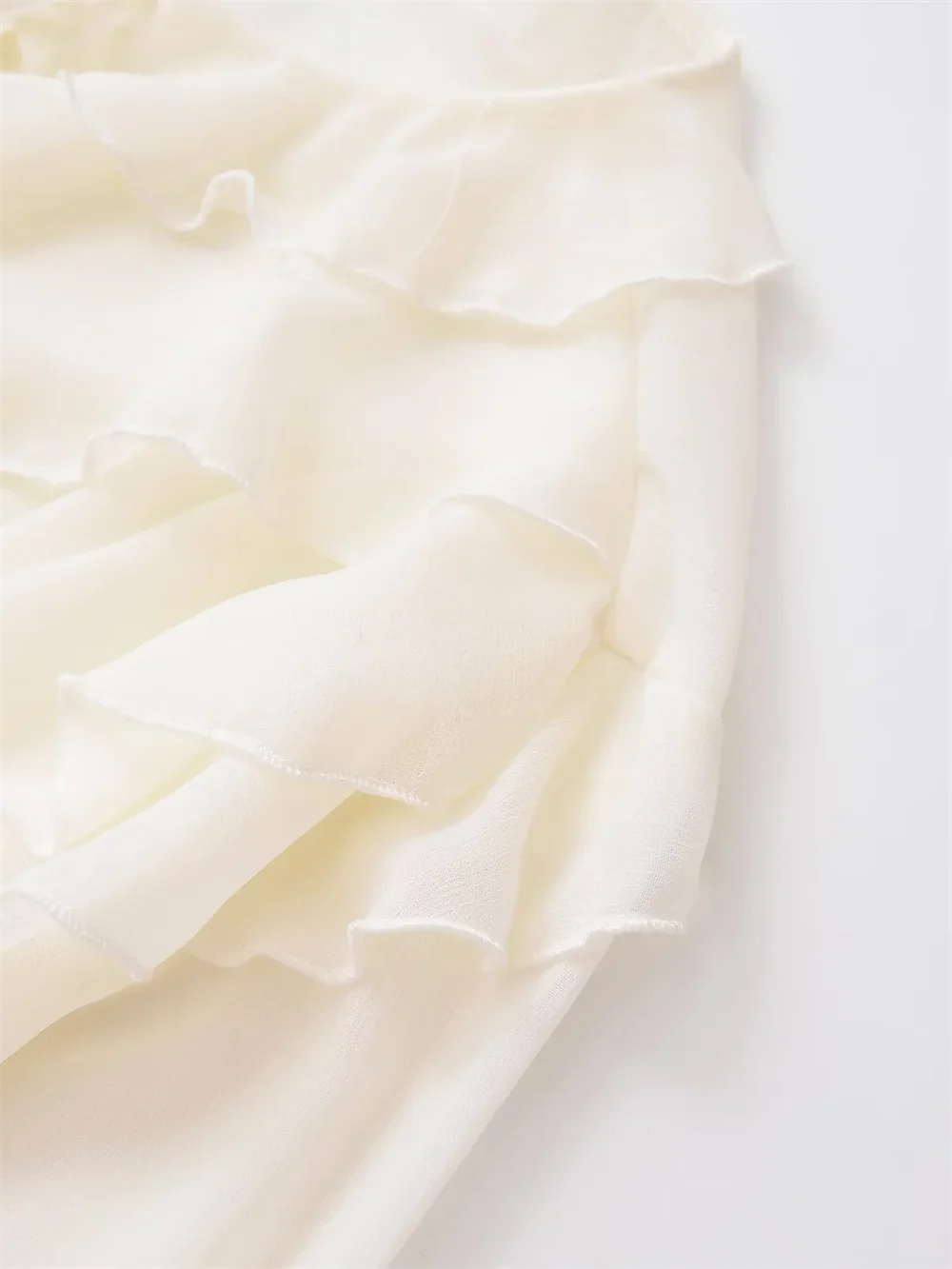 Women's Versatile Half Transparent Long Sleeve Shirt with Round Neck and Adjustable Strap Detail