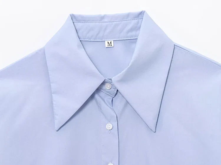 Women's Casual Short Shirt with Puff Sleeves Button Front Loose Blouse Chic Spring Top