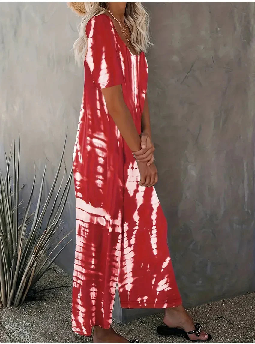 Plus Size Women Summer Jumpsuit Allover Print Wide Leg Short Sleeve Round Neck Relaxed Fit with Pockets Comfortable Casual Outfit