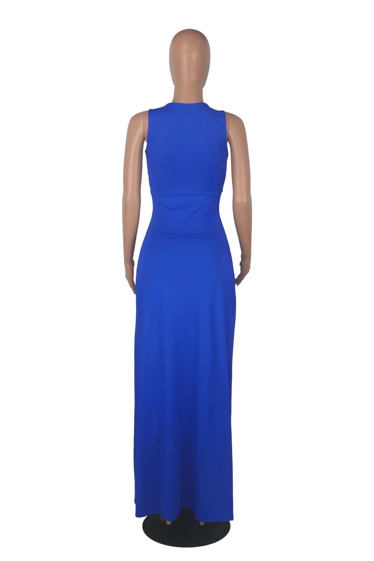 Backless V Neck Sleeveless Maxi Dress With Slit For Party