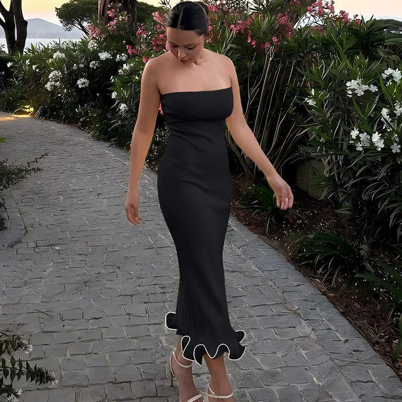 Sexy Tube Top Sleeveless Long Dress For Women Eveningwear