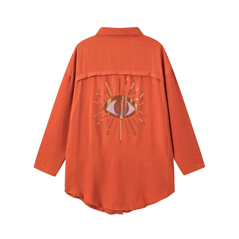 Women's Casual Cotton Linen Lapel Long Sleeve Shirt Autumn Winter Fashion Tunic