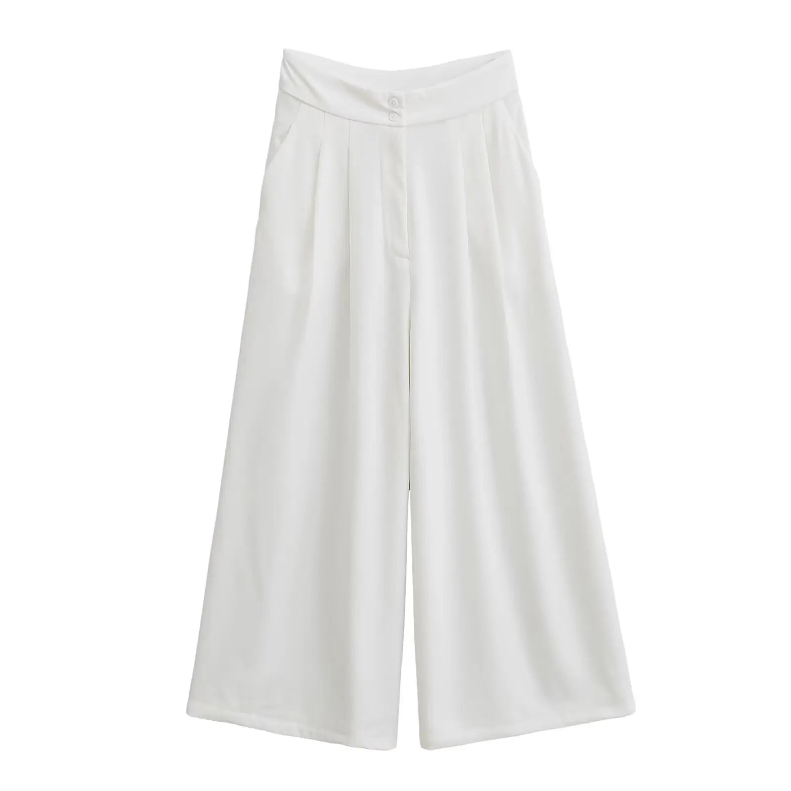 Summer Women's Casual Two-Piece Suit with Lace-Up Tank Top and Pleated Loose Trousers