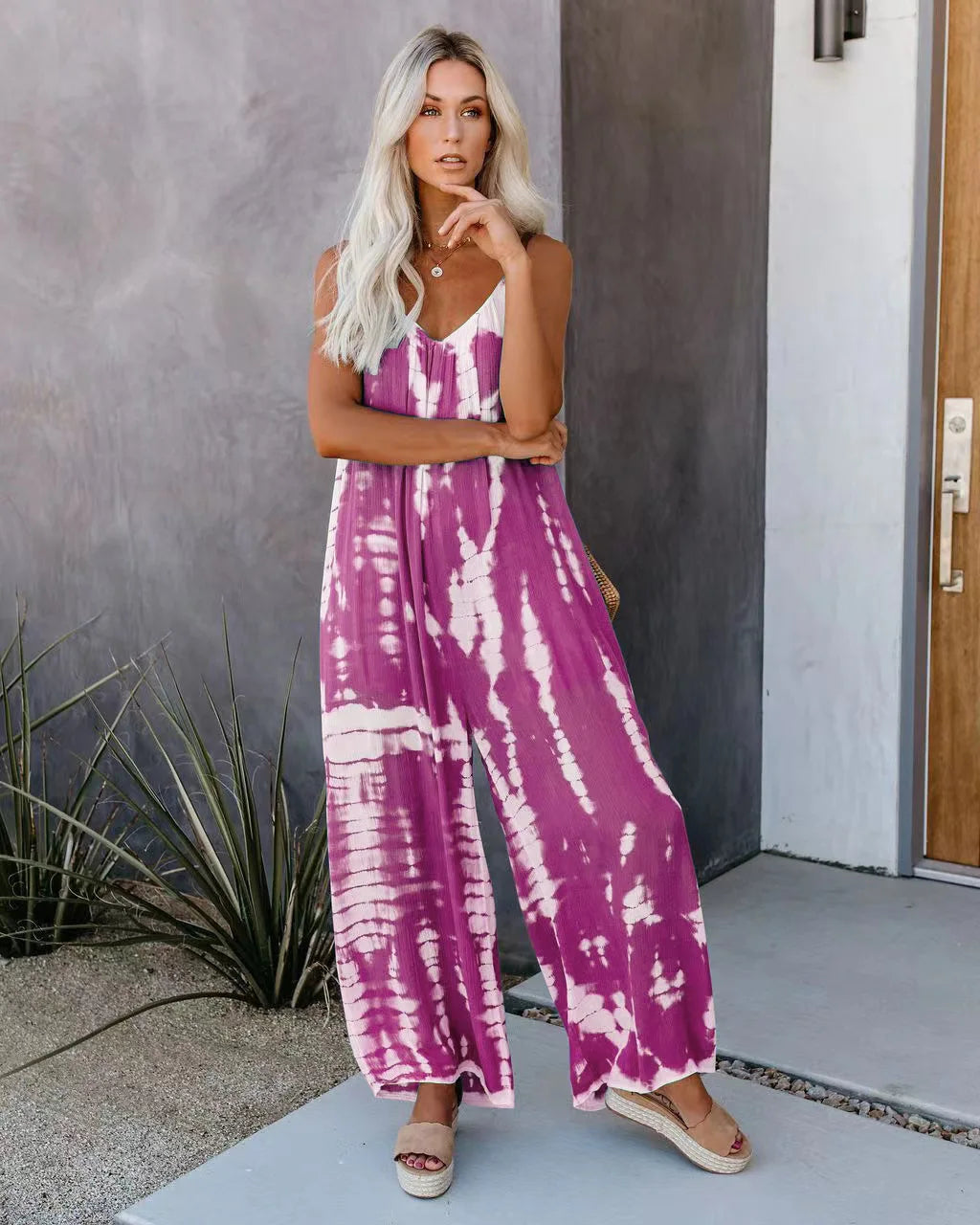 Women's Sexy Suspender Jumpsuit with Wide Leg Pants Elegant Chic Sleeveless Romper