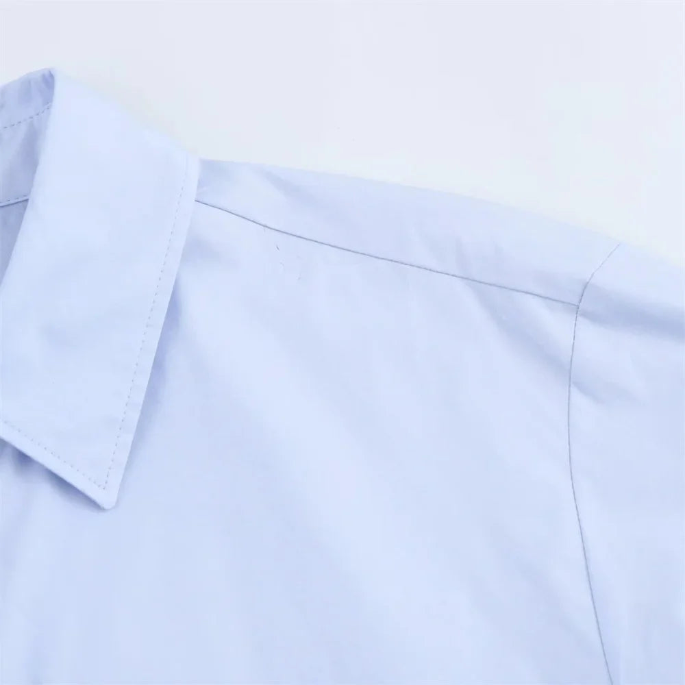 Women's Casual Long Sleeve Shirt Loose Fit Button Detail Poplin Collar Versatile Simple Everyday Style