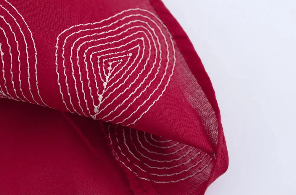 Women's Floral Embroidered Long Sleeve Button-Up Blouse Elegant Chic Shirt Top