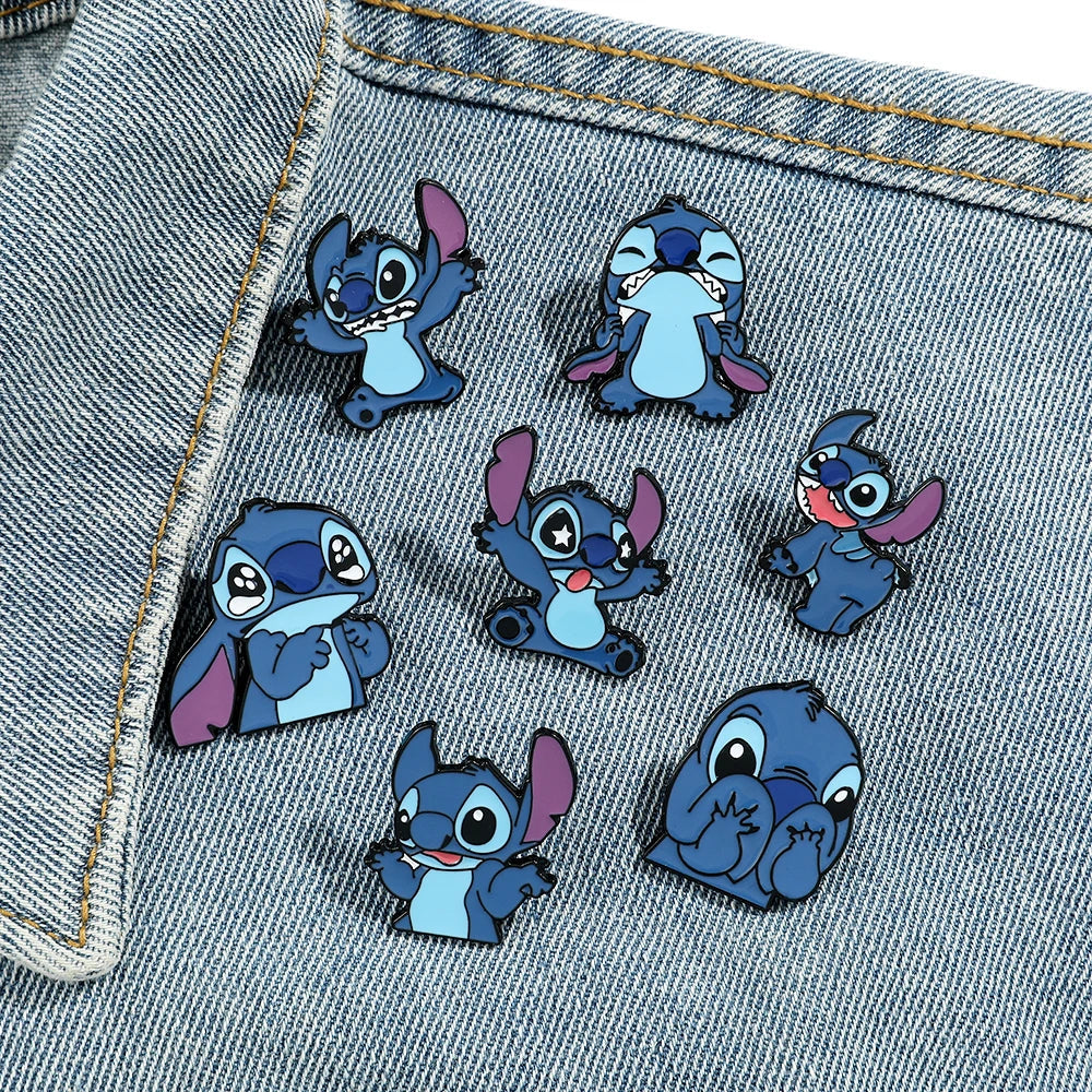 7 Pcs Creative Lilo and Stitch Enamel Pins Set for Backpack Clothing Jewelry and Accessories Gift