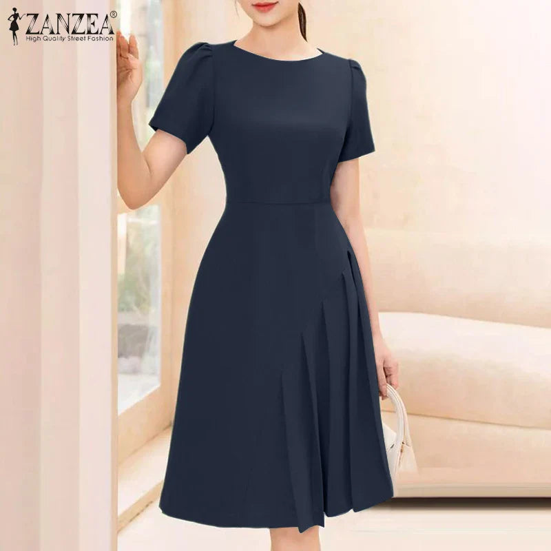 Elegant Short Sleeve A Line Knee Length Summer Dress