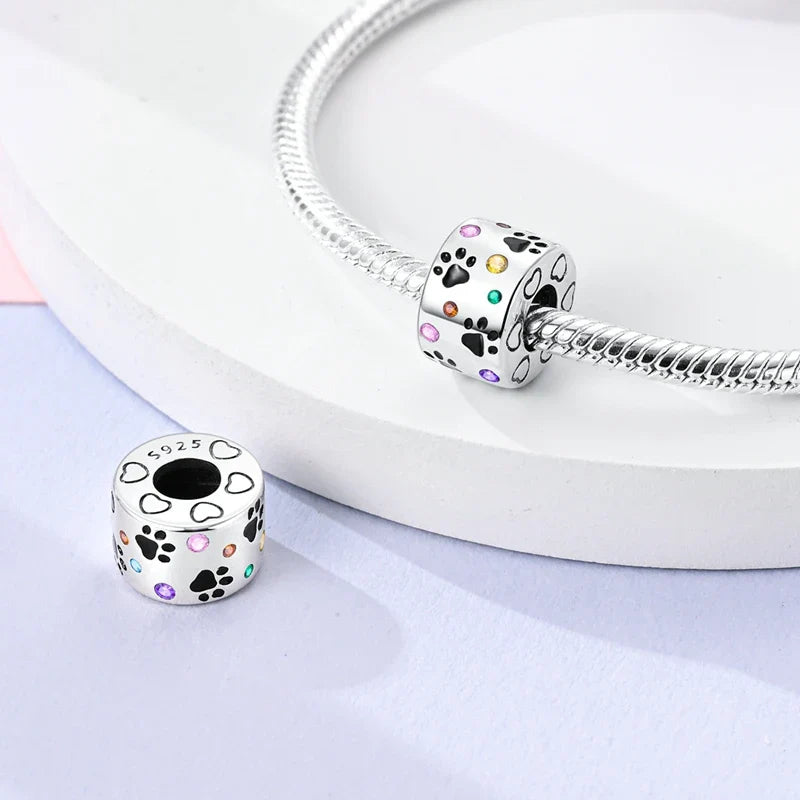 Fit Original 925 Sterling Silver Clip Charms with Zircon and Silicone Spacer Beads for Women DIY Bracelet Gift