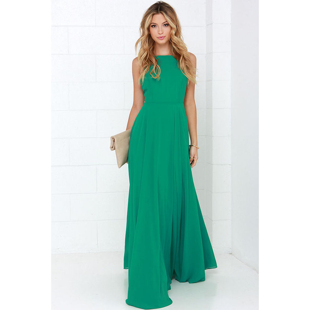 Boho Maxi Dress Sleeveless Summer O Neck Backless Sundress