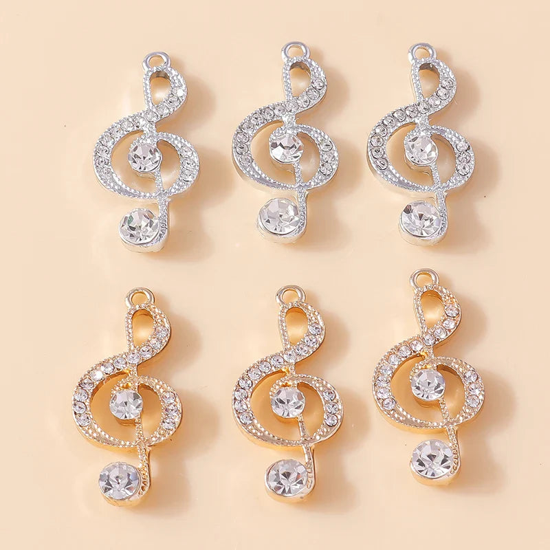 10 Pieces Delicate Crystal Music Note Charms for DIY Jewelry Making Necklaces and Earrings