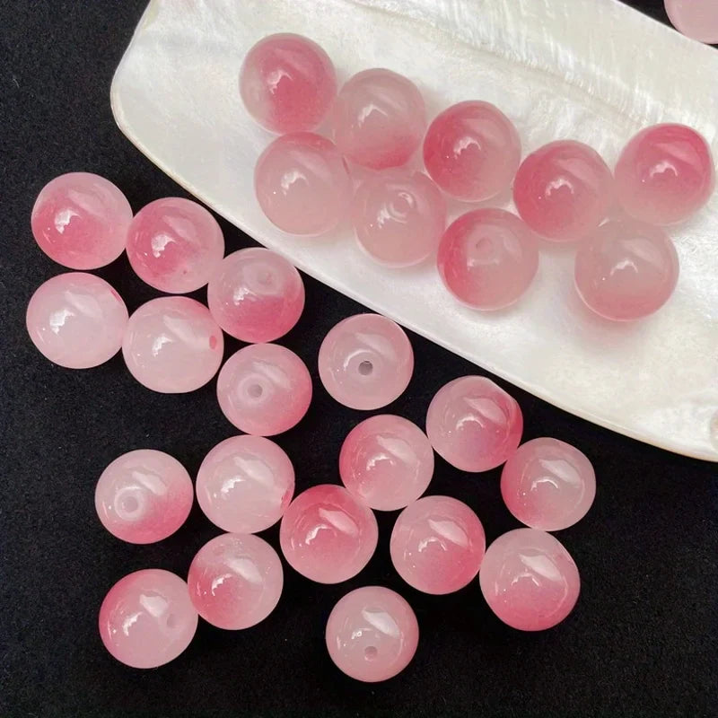 8mm Dual Color Glass Loose Beads for DIY Jewelry Making 50pcs Sweet Style Decorative Beads