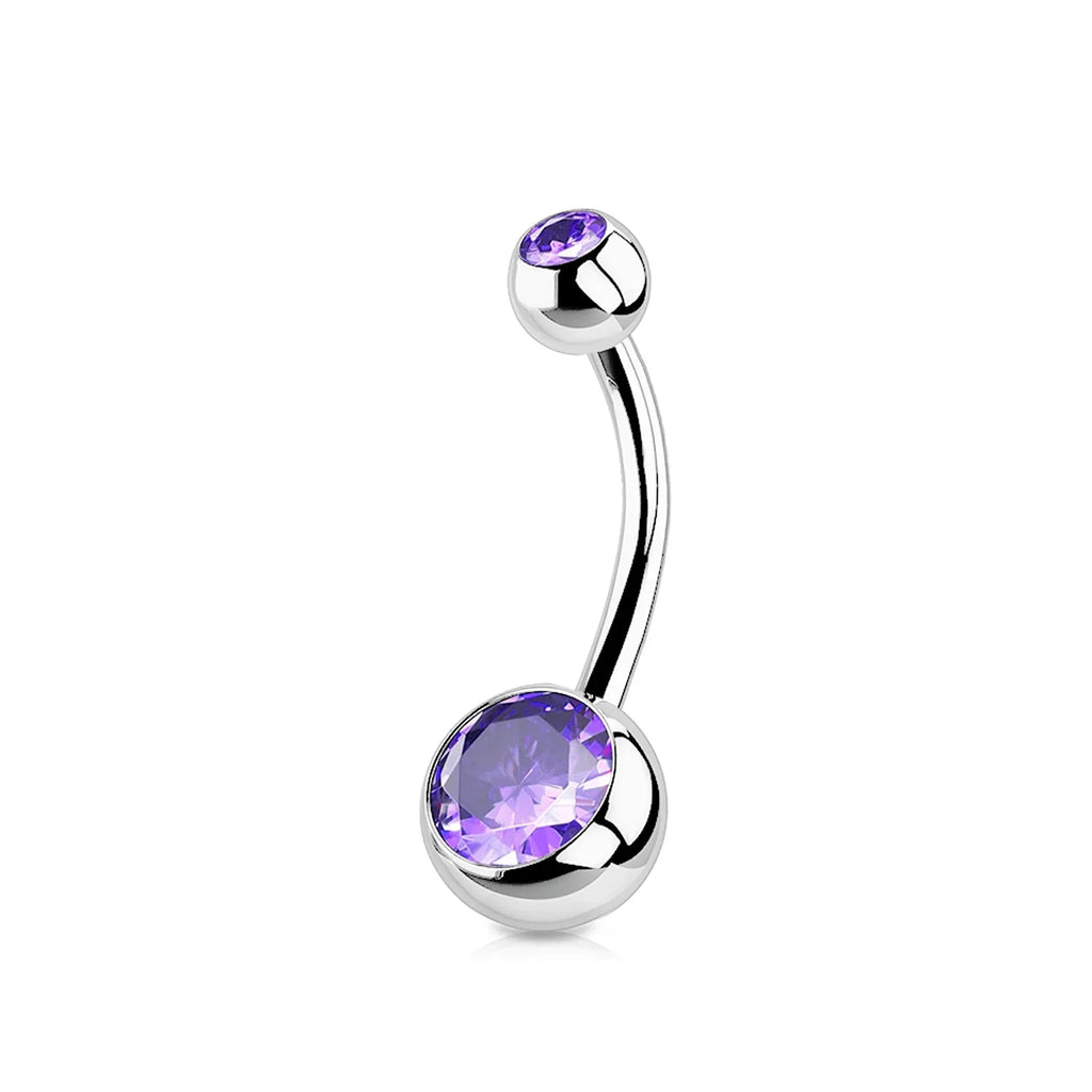 G23 Titanium Crystal Gem Curved Barbell Belly Button Rings for Navel Piercings