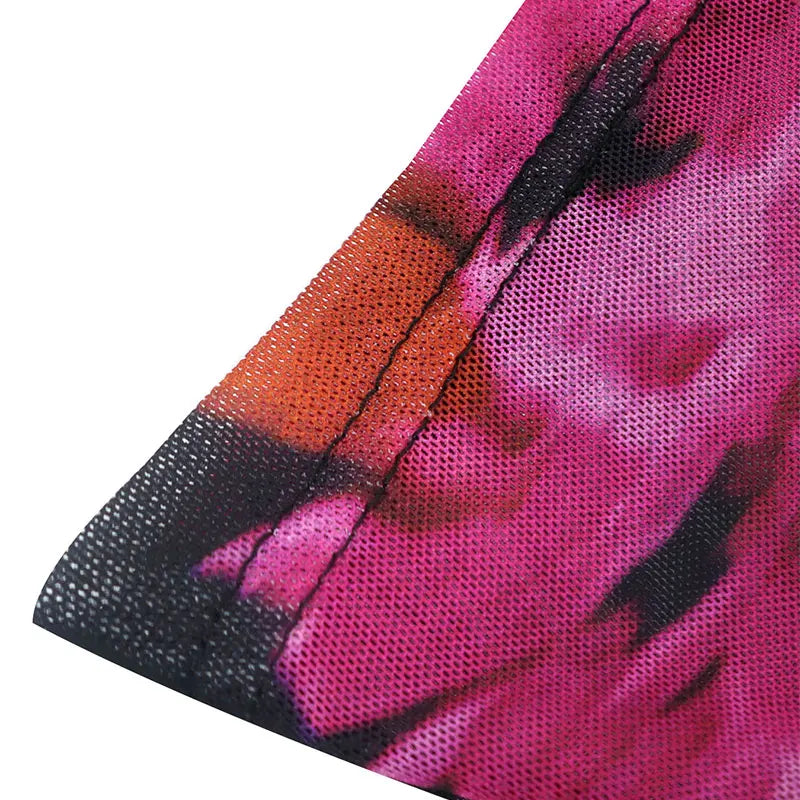 Red Halter Backless Dress Women Slim Streetwear Print