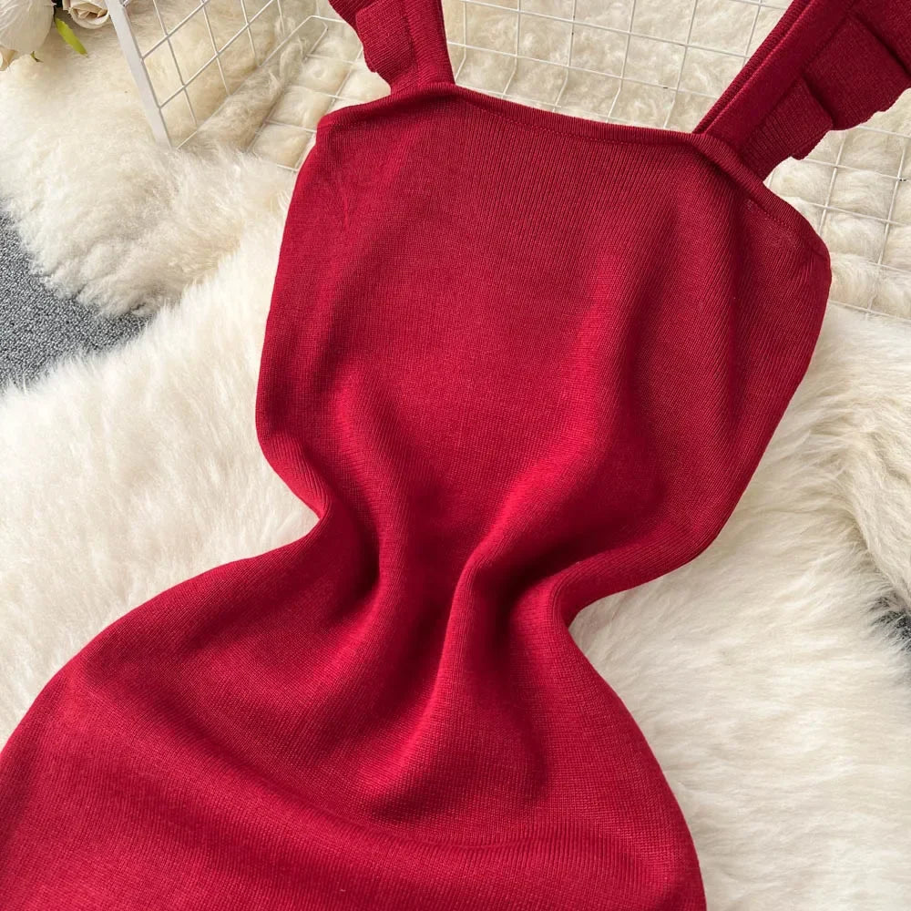 Sleeveless Wrap Midi Dress Hollow Split For Summer Beach