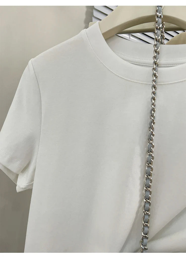 Oversized Cotton T-Shirt for Women, Short Sleeve Spring Tee with Trendy Print, Casual Y2K Style Top