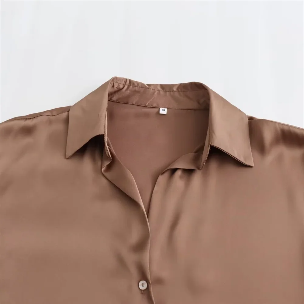 Women's Casual Loose Silk Satin Shirt with Versatile Soft Texture and Elegant Design