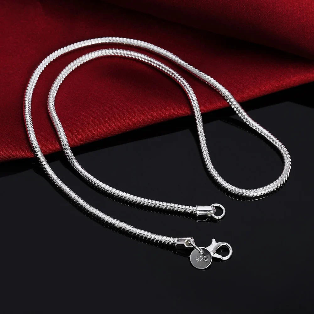 Silver Color Solid Snake Chain Necklace 45-60cm for Men and Women Fashion Jewelry