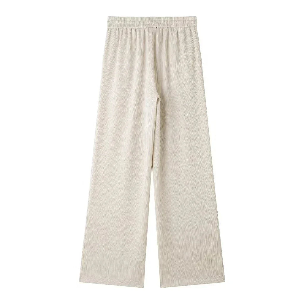 Elegant Women Blazer Pant Suit Set with Wrinkle Effect Double Breasted Long Sleeve Coat and Straight Trouser for Office Wear