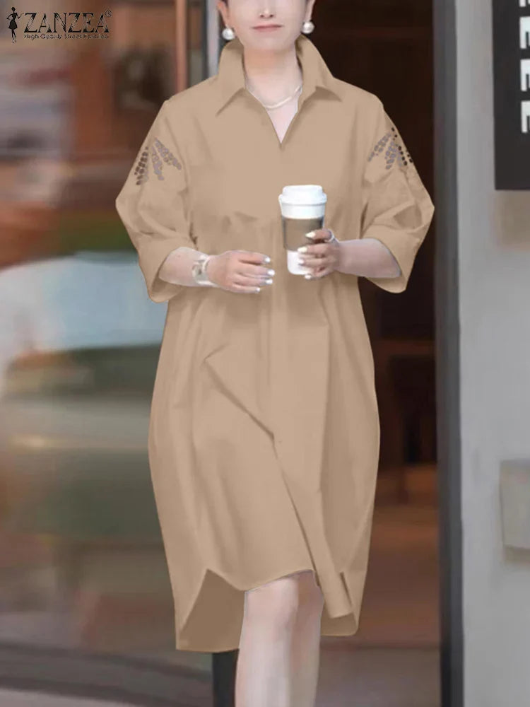 Lace Patchwork Knee Length Sundress For Women Loose