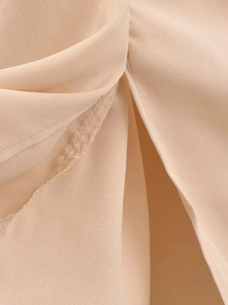 Women Elegant Solid Waist Draped V Neck Evening Dress