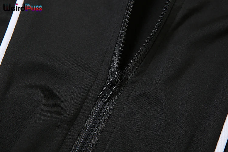 Casual 2 Piece Tracksuit Set with Zip Crop Jacket and Leggings for Sporty Streetwear