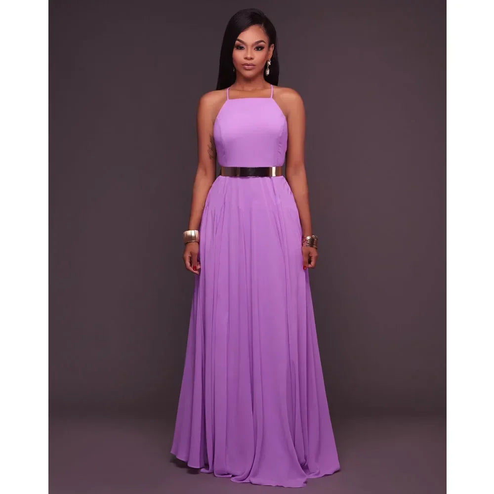 Boho Maxi Dress Women Sleeveless O Neck Backless Sundress