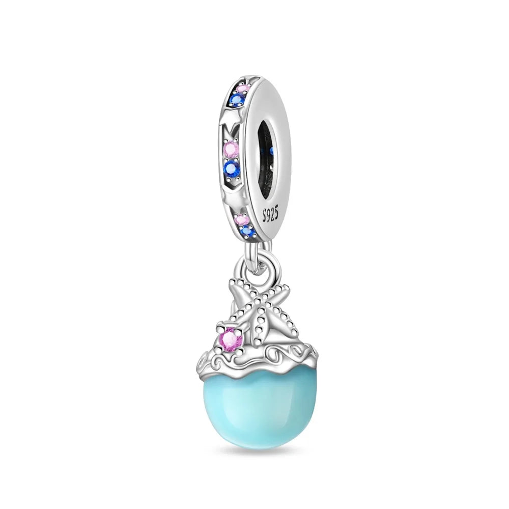 Underwater World 925 Sterling Silver Ocean Animal Pendant for DIY Bracelet or Necklace