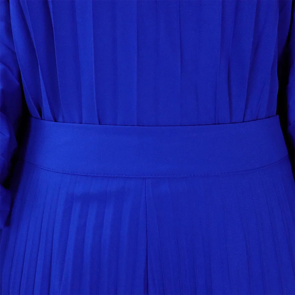 Elegant 2 Piece Women's Outfit with O Neck Blouse and High Waisted Wide Leg Pants Set