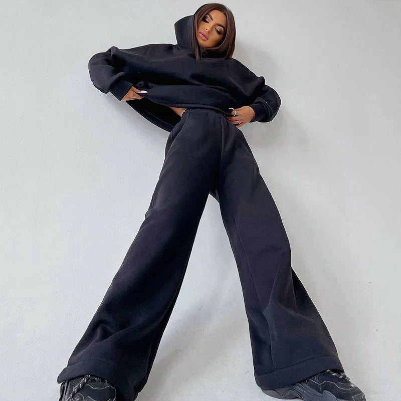 Women Oversized Tracksuit Set with Hoodie and Sweatpants Comfortable Two Piece Outfit