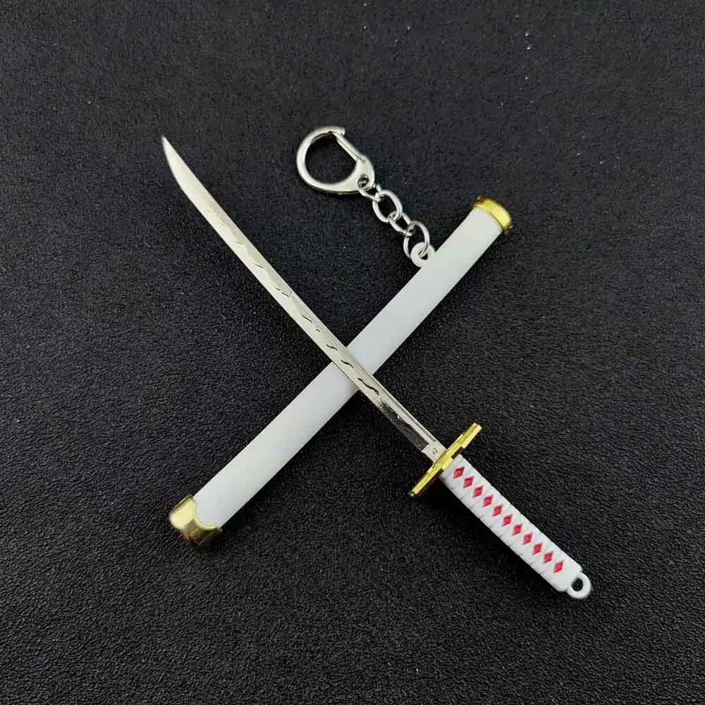 Mini Roronoa Zoro Samurai Sword Keychain Anime Katana Scabbard Ring for Men and Women Cosplay Jewelry Gift