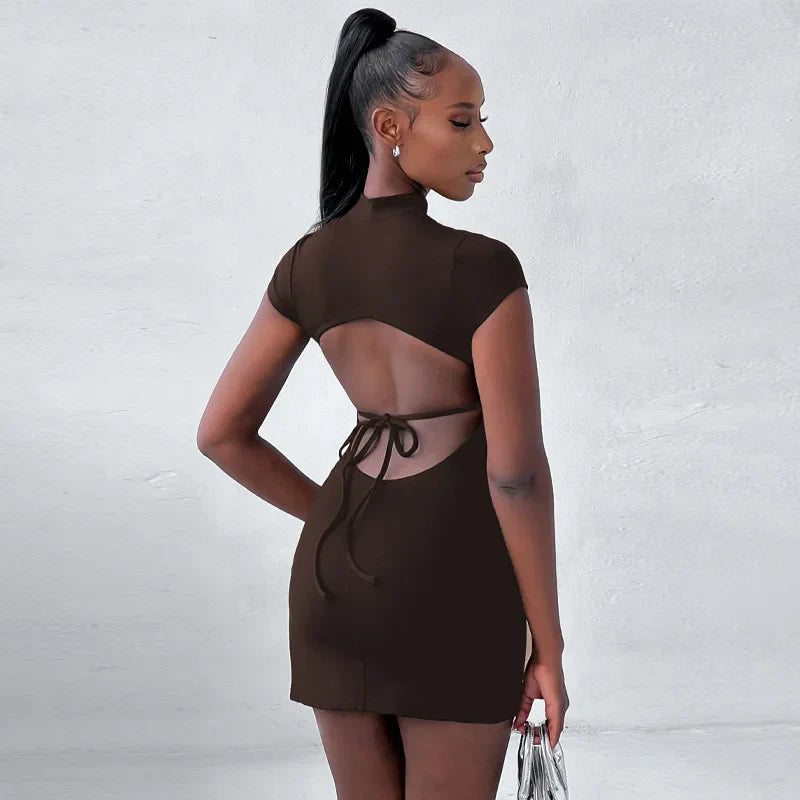 Backless Lace Up Bodycon Mini Dress For Women Clubwear