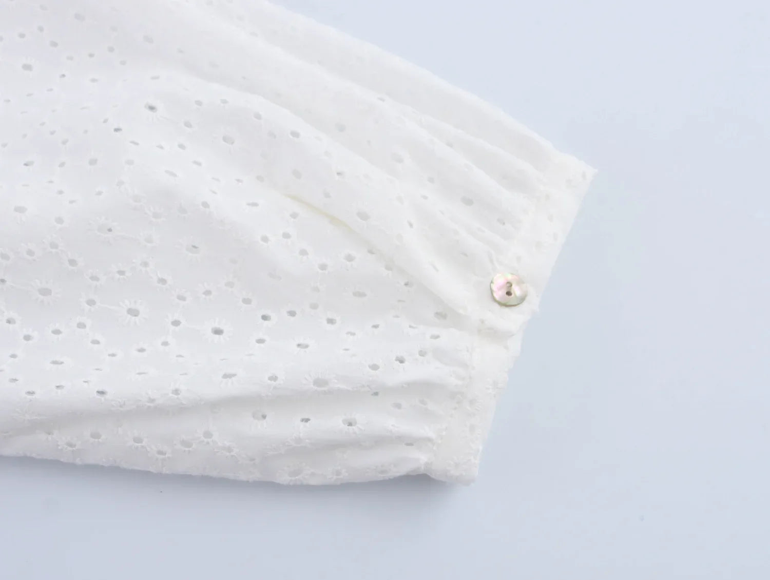 Womens Hollow Embroidery V Neck Lantern Sleeve Mini Dress