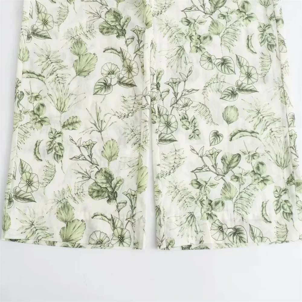 Casual Loose Printed Shirt and Wide Leg Pants Set for Women